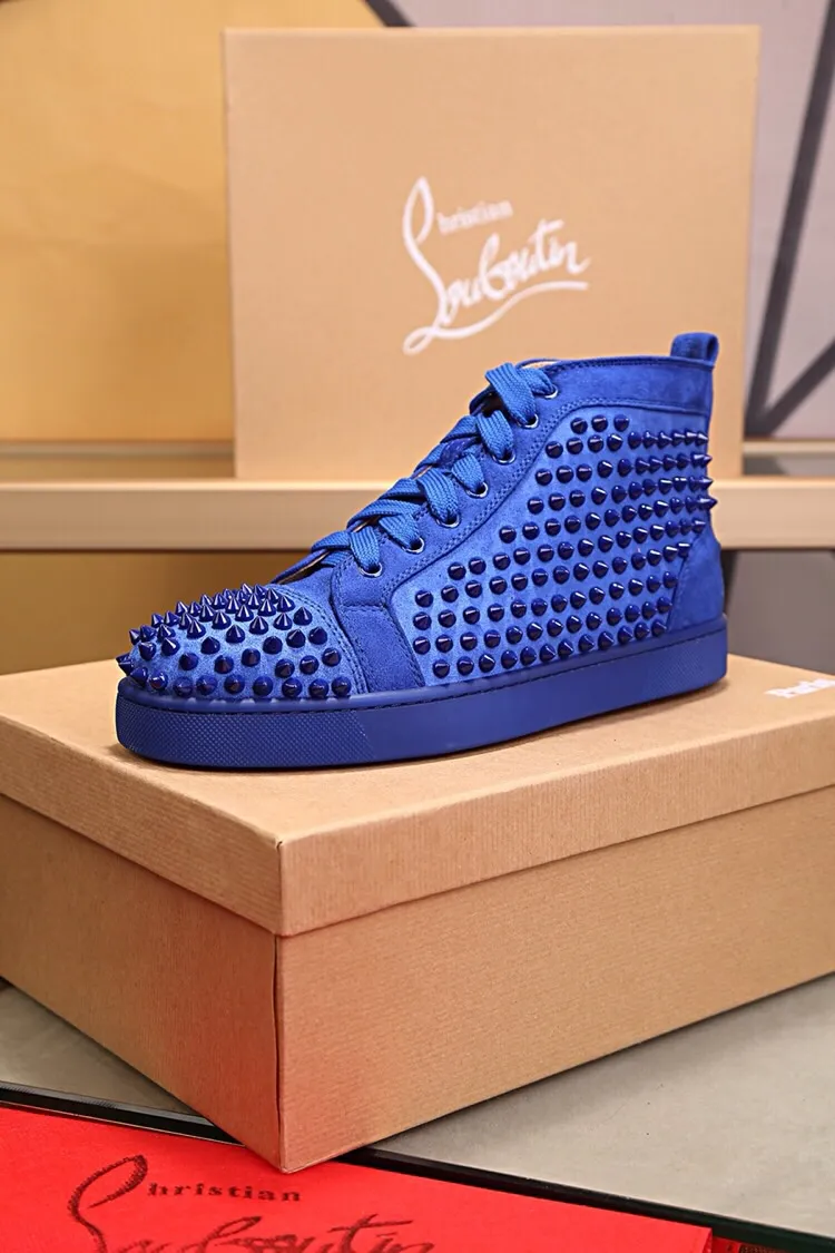 Ex-factory price 480. christian louboutin (CL red sole shoes) counter nail series, high-top casual sneakers for couples 📢 📢 📢 Exclusive hot style release 🎈🎈💪 Movable latex feet 👻 Finished outsole stitching line [satisfied] 😝Female 35-40# Male 38#-46, global supply😝 [Top version]: original imported cowhide upper, top original leather lining, original molded TPU outsole, original 1:1 detail processing, original shoe last, large quantity available from stock,